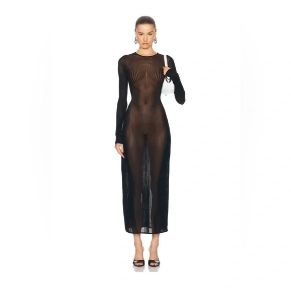 Jean Paul Gaultier Morphing Pinstripes Long Dress - Picture 1 of 6